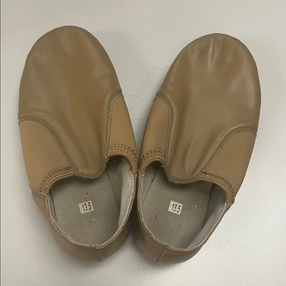 Tan Leather Slip-On Jazz & contemporary Dance Shoes size 13.5 preowned